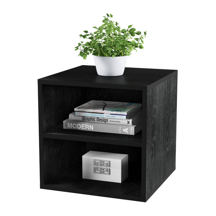 Modular Cube End Table with Double Shelves MDF Wood Minimalist Accent Furniture Image 3