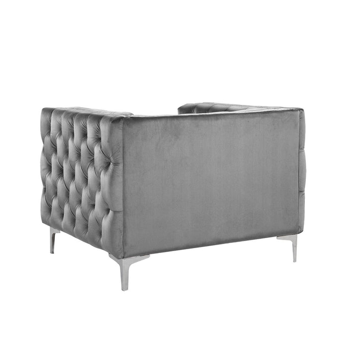 Picasso Velvet Button Tufted with Silver Nailhead Trim Silvertone Metal Y-leg Club Chair Image 11