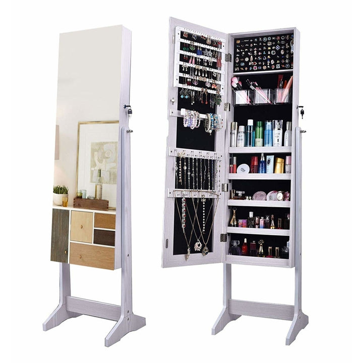 AOOU Jewelry Organizer Jewelry Cabinet,Full Screen Display View Larger Mirror, Full Length Mirror,Large Capacity Image 1