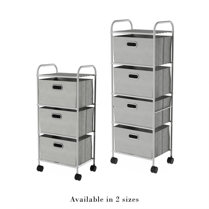 3 Drawer Rolling Storage Cart on Wheels Portable Metal Storage Organizer with Fabric Bins Image 5
