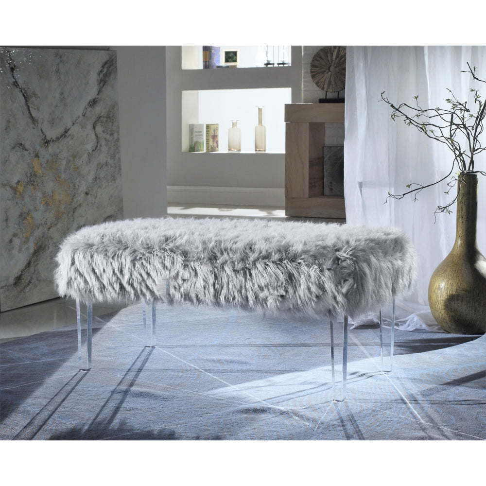 Alessandro Modern Contemporary Faux faux Acrylic Leg Bench Image 2