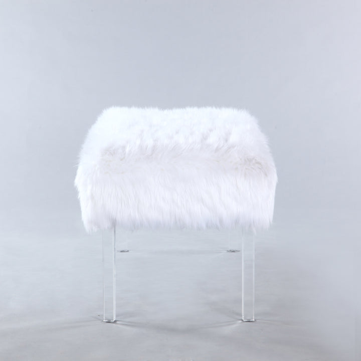 Alessandro Modern Contemporary Faux faux Acrylic Leg Bench Image 5