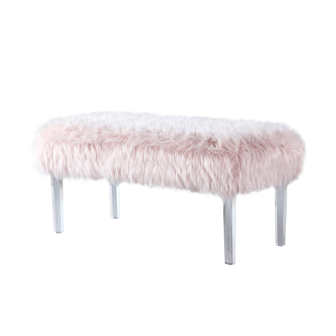 Alessandro Modern Contemporary Faux faux Acrylic Leg Bench Image 6