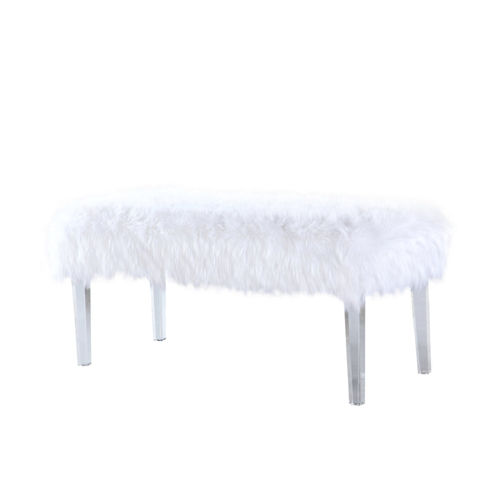Alessandro Modern Contemporary Faux faux Acrylic Leg Bench Image 8