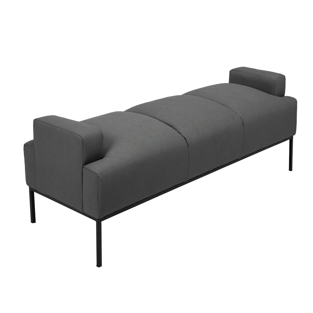 Perla Bench Pebble Grain PU Leather Ottoman with Metal Frame Image 6