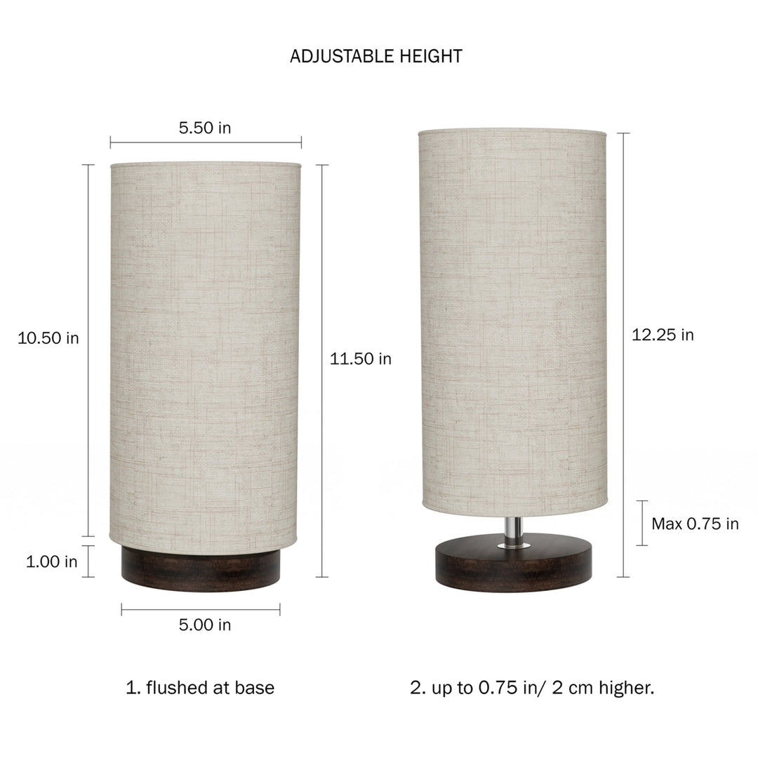 Cylinder Lamp with Wood Base-Modern Light with LED Bulb Included Adjustable Height for Living Room Image 3