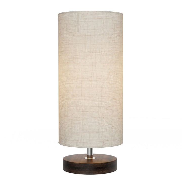 Cylinder Lamp with Wood Base-Modern Light with LED Bulb Included Adjustable Height for Living Room Image 7