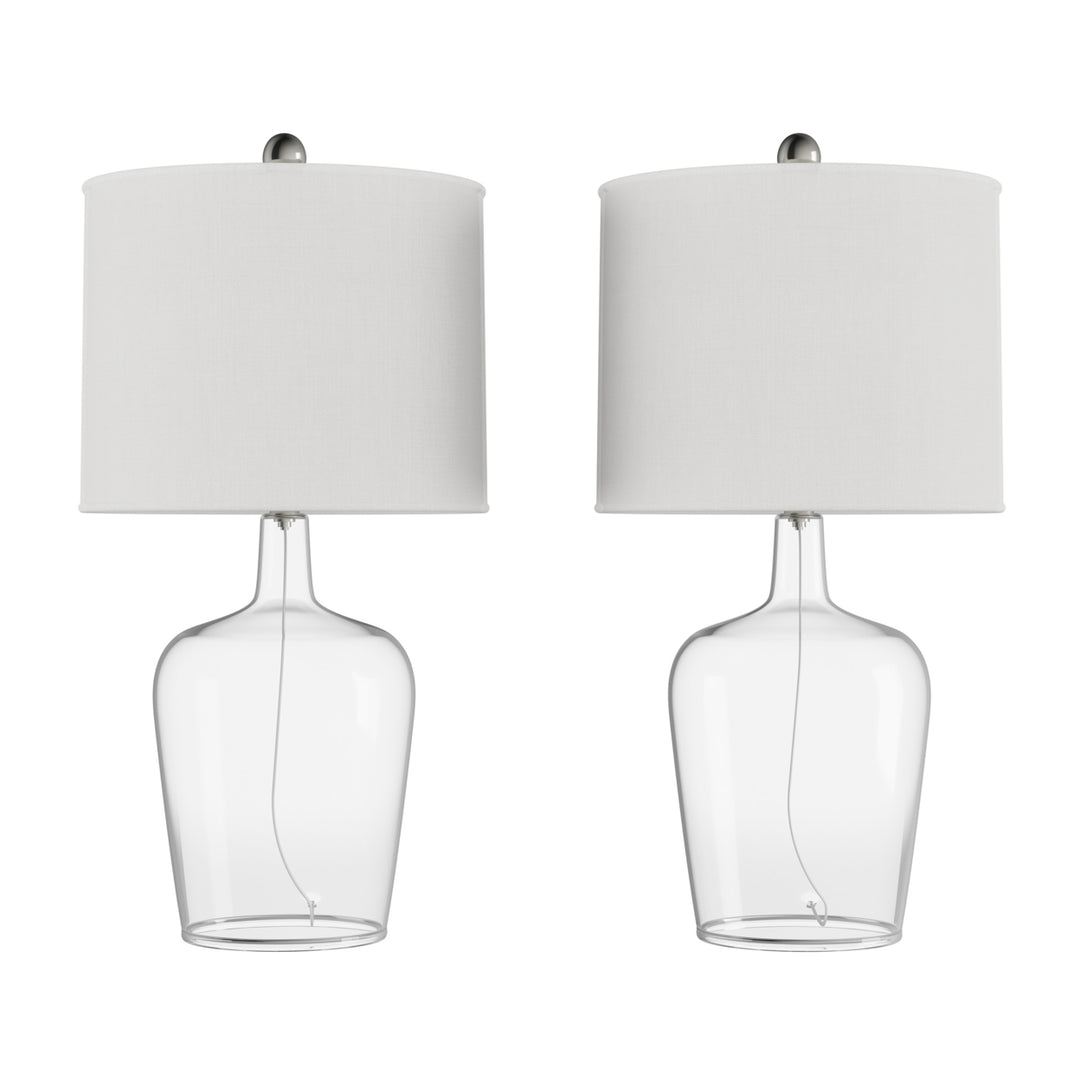 Table Lamps Set of 2 Cloche Style Glass Modern Farmhouse Lighting for Living Room, Bedroom or Office Image 3
