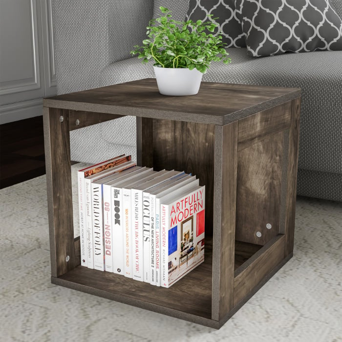 Open End Table Stackable Contemporary Minimalist Modular Cube Accent Table with Open Sides Image 1