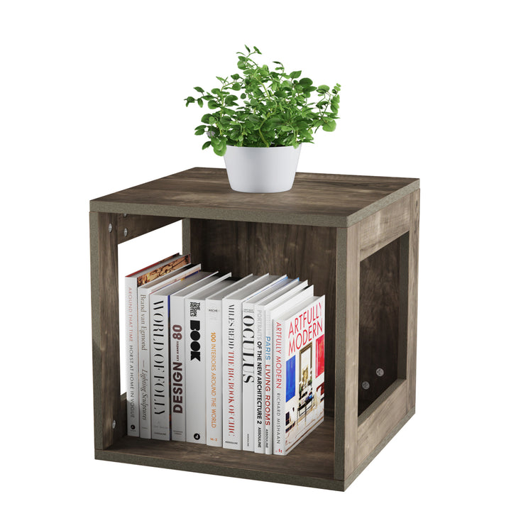 Open End Table Stackable Contemporary Minimalist Modular Cube Accent Table with Open Sides Image 3