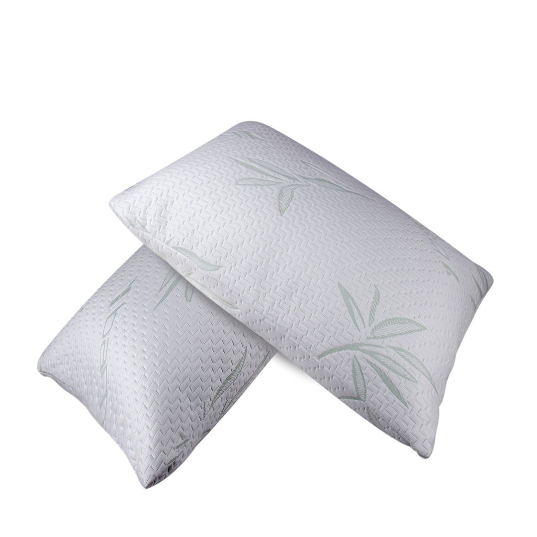 2 Pack Memory Foam Allergy-Free Hypoallergenic Cover Comfort Cooling Bamboo Pillow Image 2