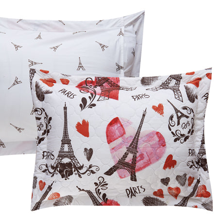 Alphonse 5 or 4 Piece Reversible Quilt Set "Paris Is Love" Inspired Printed Design Coverlet Bedding Image 10