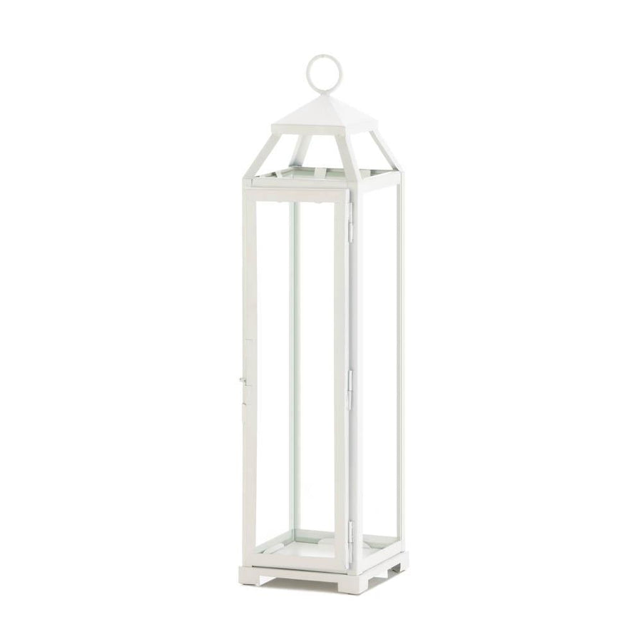 TALL COUNTRY WHITE OPEN TOP LANTERN Image 1