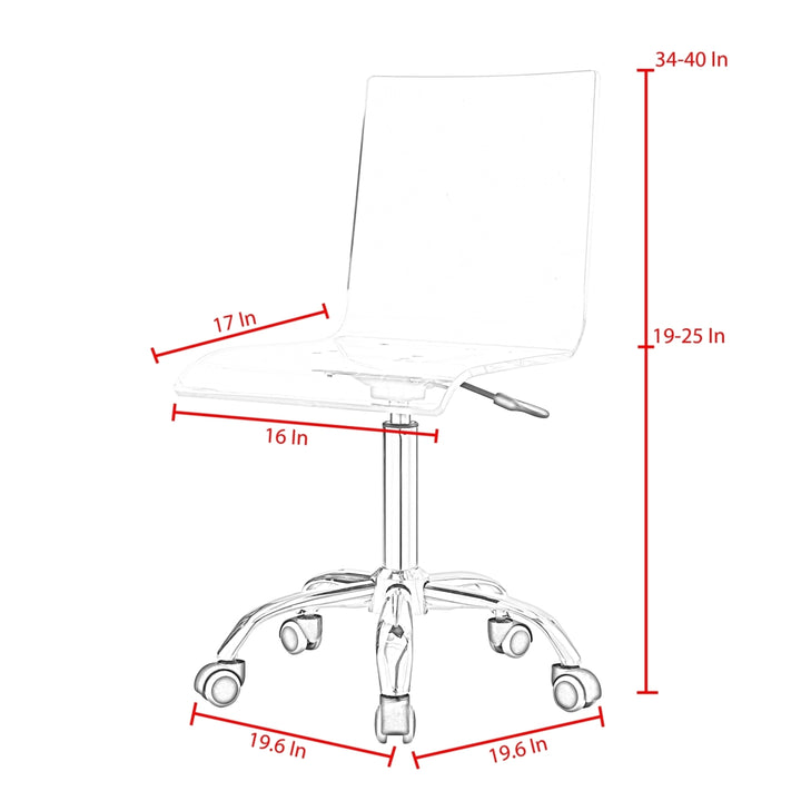 Jerome Clear Acrylic Chair-Metal Base-Caster Legs-Modern Design Image 10