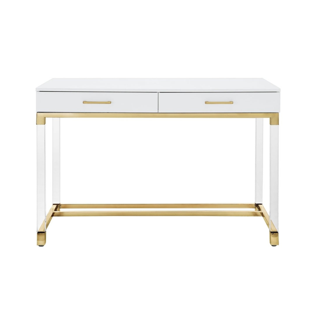 Jerome Writing Desk High Gloss Acrylic Legs Metal Base 46.5 Inch Modern Design Image 6