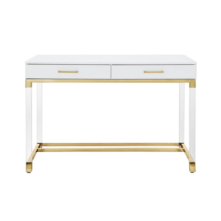 Jerome Writing Desk High Gloss Acrylic Legs Metal Base 46.5 Inch Modern Design Image 6