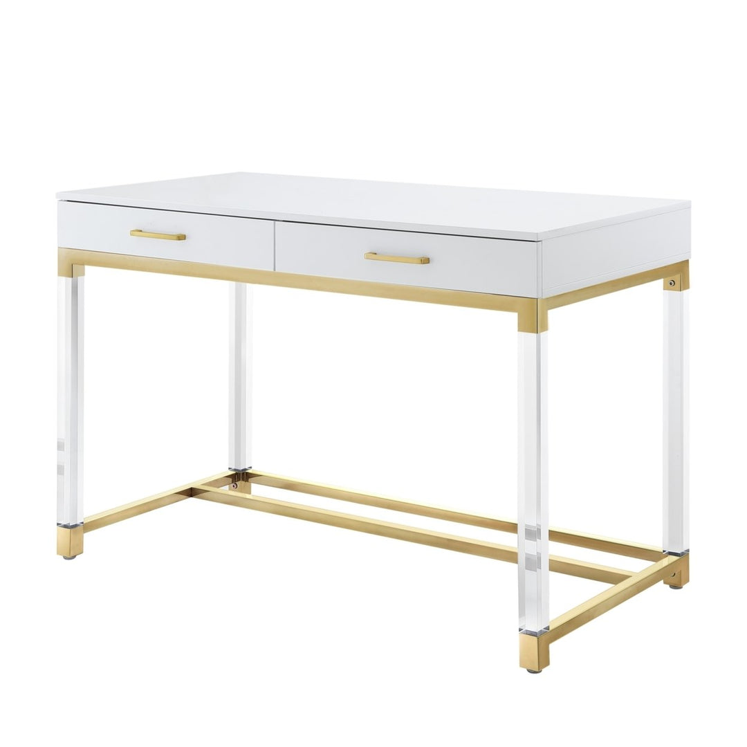 Jerome Writing Desk High Gloss Acrylic Legs Metal Base 46.5 Inch Modern Design Image 7