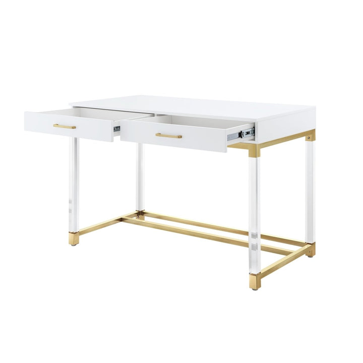 Jerome Writing Desk High Gloss Acrylic Legs Metal Base 46.5 Inch Modern Design Image 8