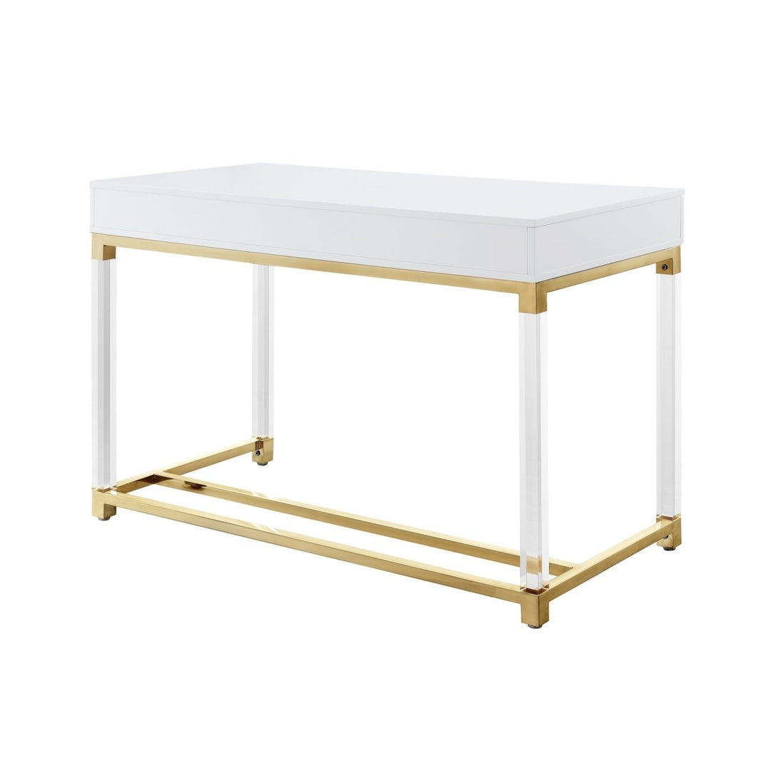 Jerome Writing Desk High Gloss Acrylic Legs Metal Base 46.5 Inch Modern Design Image 9