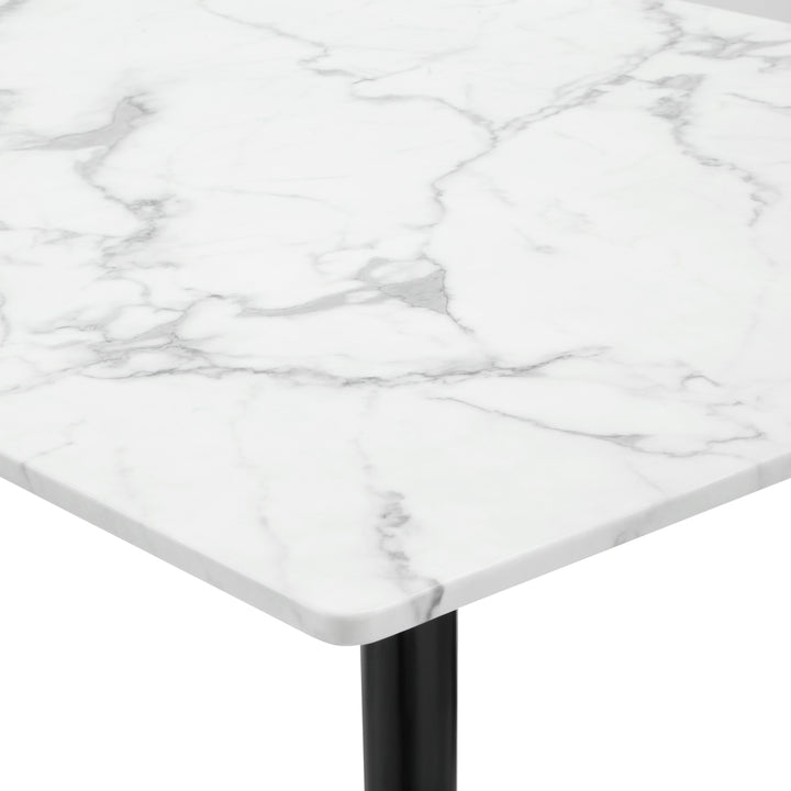 Nicole Miller Vivaan Dining Table-Rectangular Marble Top-Metal Black Leg Silver Tip-Modern Design Image 9