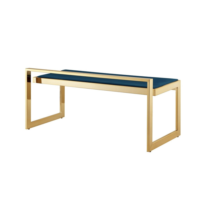 Nicole Miller Rashad Velvet Bench-Rectangular-Stainless Steel Base-Geometric Design-Modern Contemporary Image 7