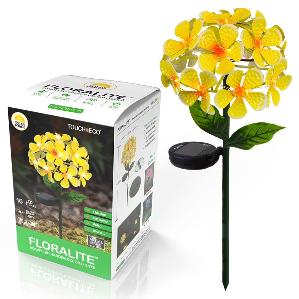 Solar LED Metal Flower Stake Lights Hydrangea Colorful 1 or 2 Pack Garden Decor Image 1