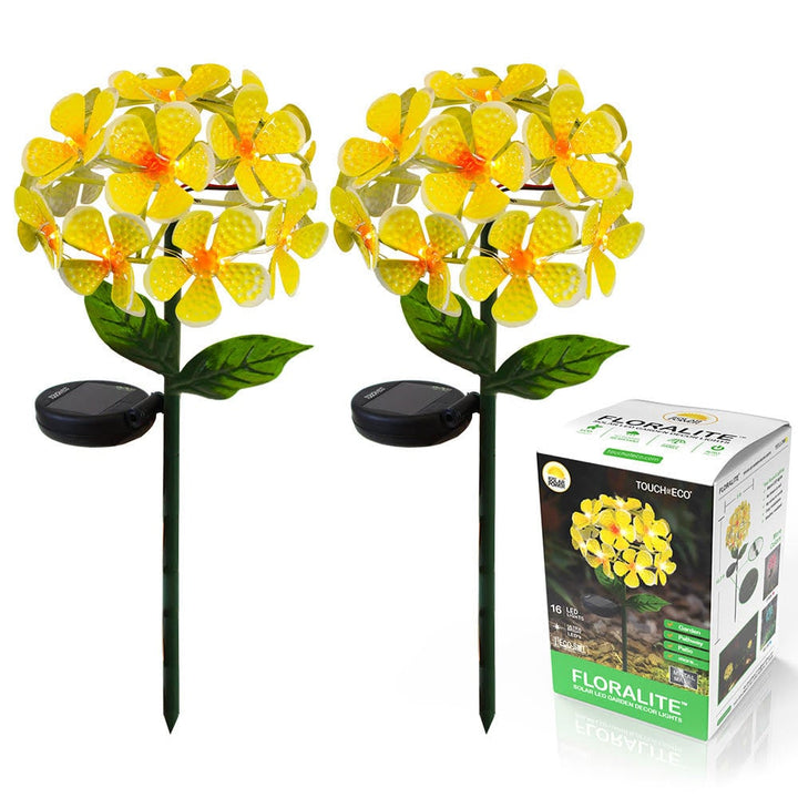 Solar LED Metal Flower Stake Lights Hydrangea Colorful 1 or 2 Pack Garden Decor Image 1