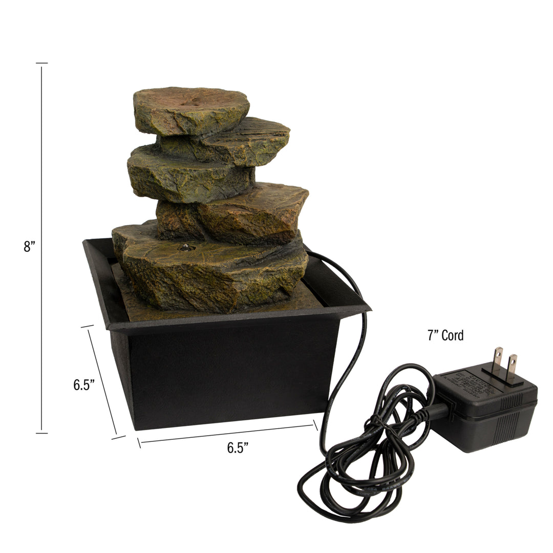 Tabletop Water Fountain Soothing Sound Faux Stone Rock Waterfall Effect Image 2