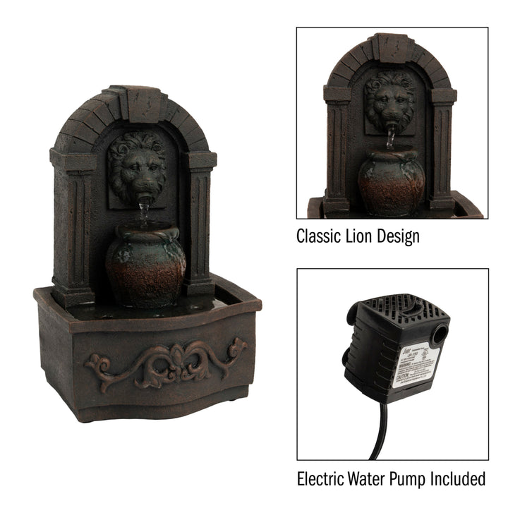 Tabletop Water Fountain Classic Lion Head Indoor Waterfall Soothing Sound Image 3