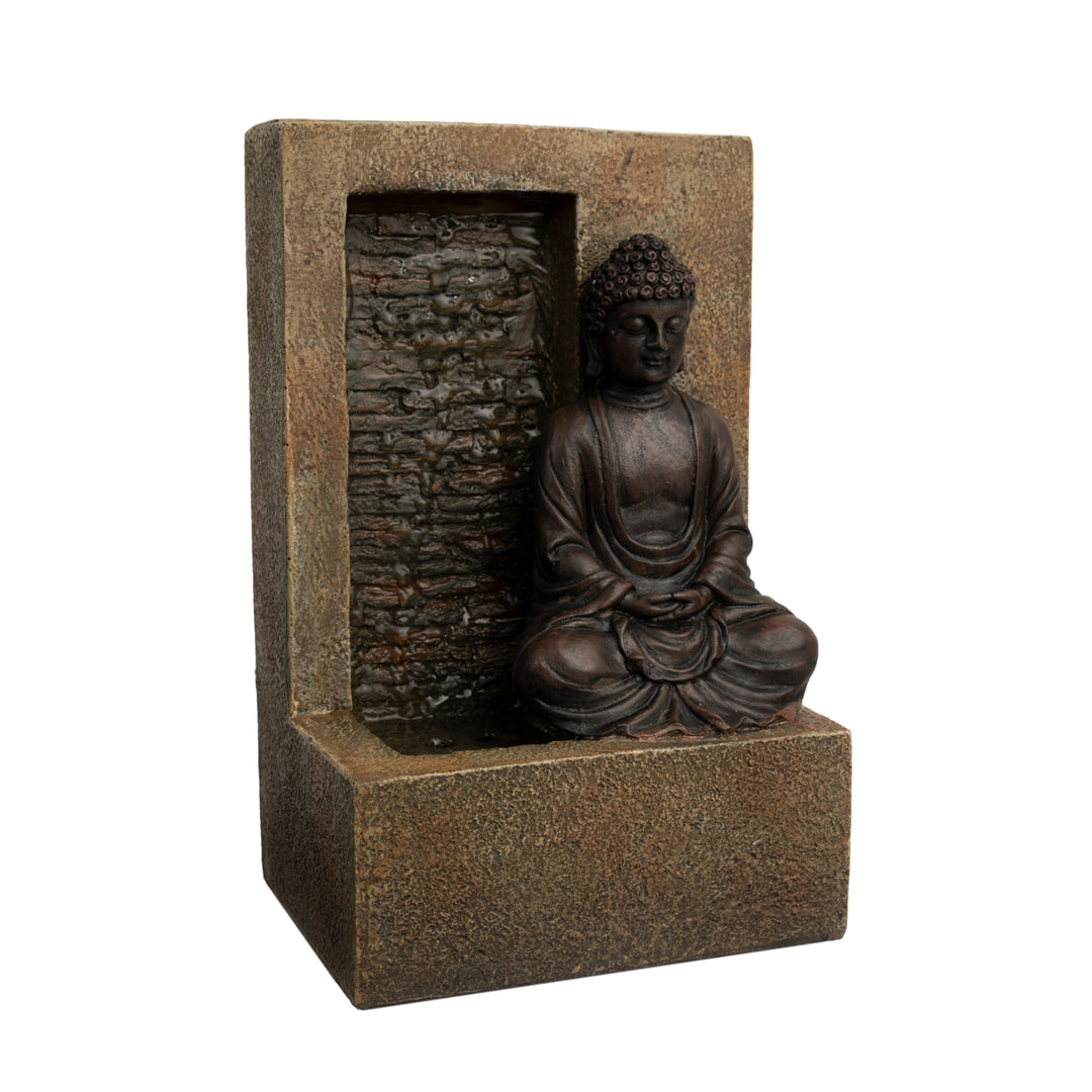 Tabletop Water Fountain Buddha Figure Stone Wall Waterfall Zen Soothing Sound Image 7