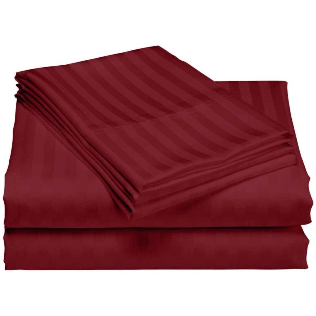 1200 Thread Count Deep Pocket Luxury Hotel Stripe Cotton Sheet Set Image 9