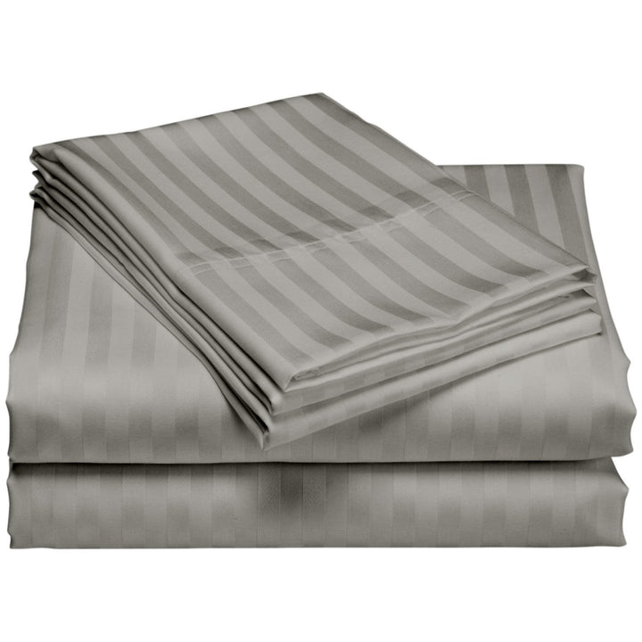 1200 Thread Count Deep Pocket Luxury Hotel Stripe Cotton Sheet Set Image 4