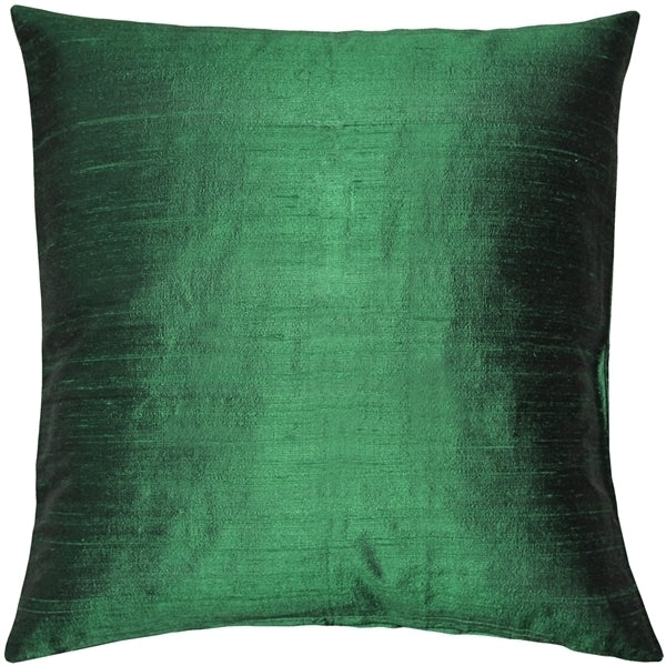 Pillow Decor Sankara Forest Green Silk Throw Pillow 18x18 100% Dupioni Silk Image 1