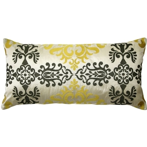 Pillow Decor Sumatra Medallion 12x24 Silk Decorative Throw Pillow Gold Gray Image 1