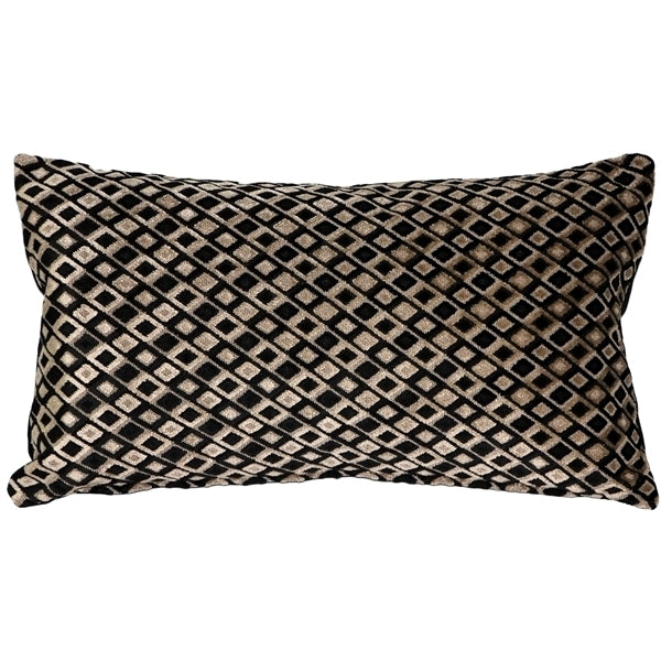 Pillow Decor Jager Black Diamond Textured Velvet Throw Pillow 12x20 Inch Image 1