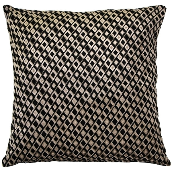 Pillow Decor Jager Black Diamond Velvet Throw Pillow 20x20 Black Taupe Image 1