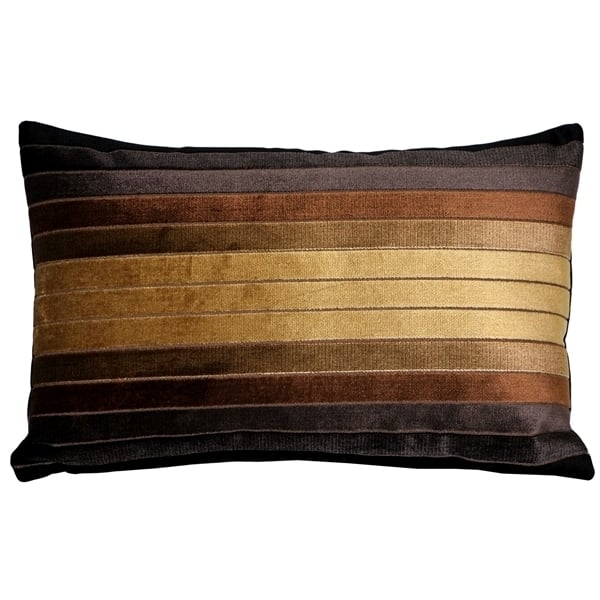 Pillow Decor Bullion Stripes Textured Velvet Throw Pillow Black Gold 12x19 Image 1