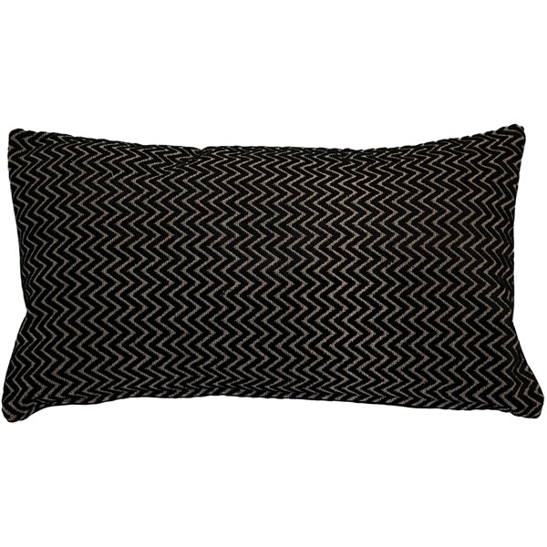 Pillow Decor Art Deco Velvet Stripes Throw Pillow 12x20 Black Cream Rectangular Image 1