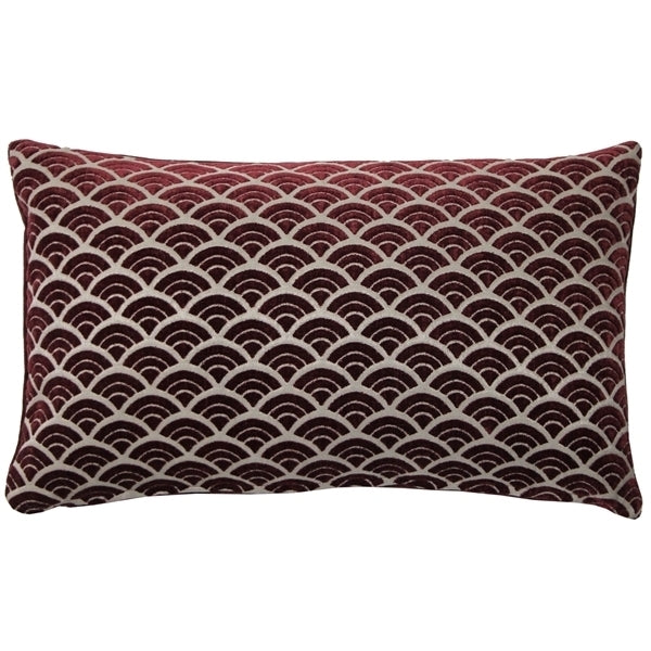 Pillow Decor Burgundy Velvet Throw Pillow 12x19 Seigaiha Scallop Design Image 1