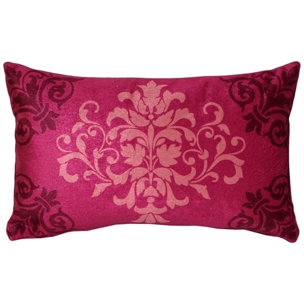 Pillow Decor Velvet Damask Throw Pillow 11x18 Purple Rose Blush Polyester Image 1