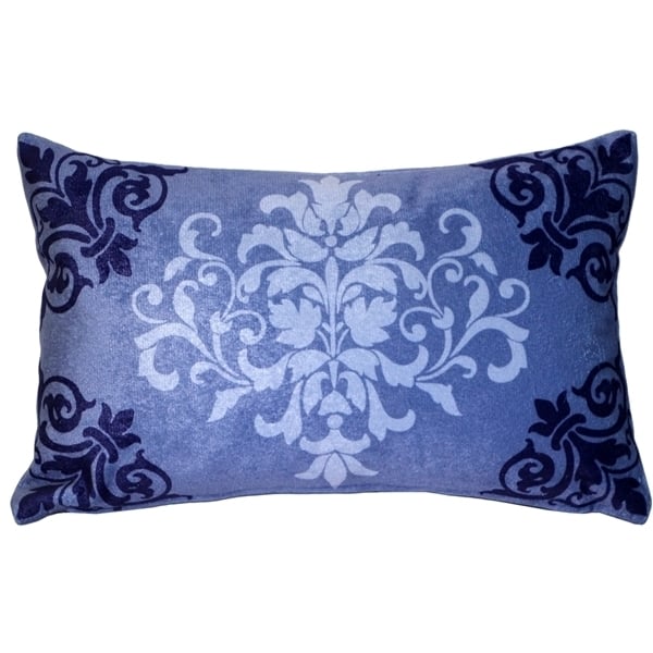 Pillow Decor Velvet Damask Purple Throw Pillow 11x18 Rectangle Polyester Image 1