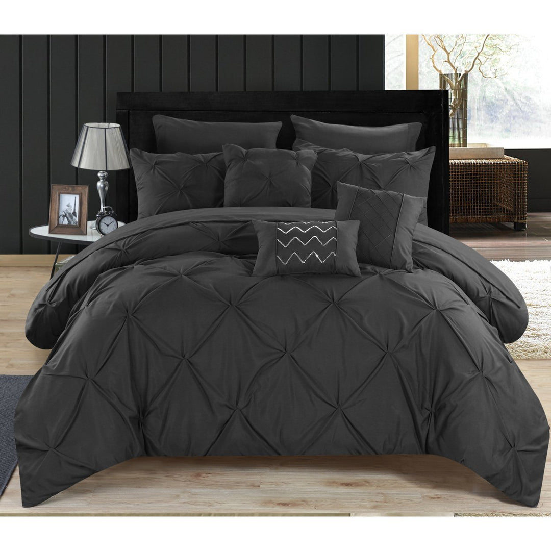 Alvatore Pinch Pleated Bed in a Bag Comforter Set Image 1