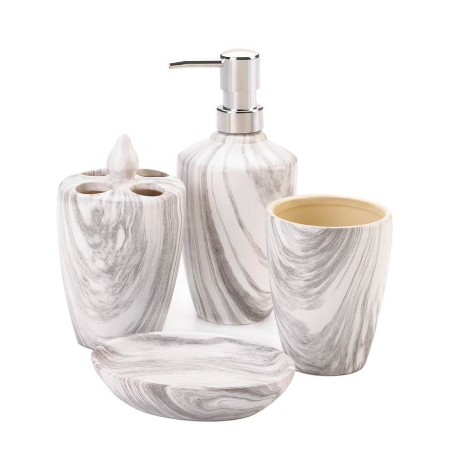 MARBLE PRINTED BATH ACCESSORY SET Image 1