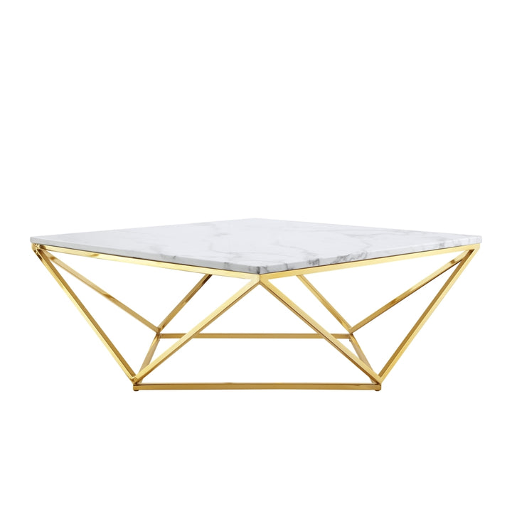 Jeremias Marble Coffee- End Table-Square-Metal Geometric Frame-Modern Design-Inspired Home Image 5