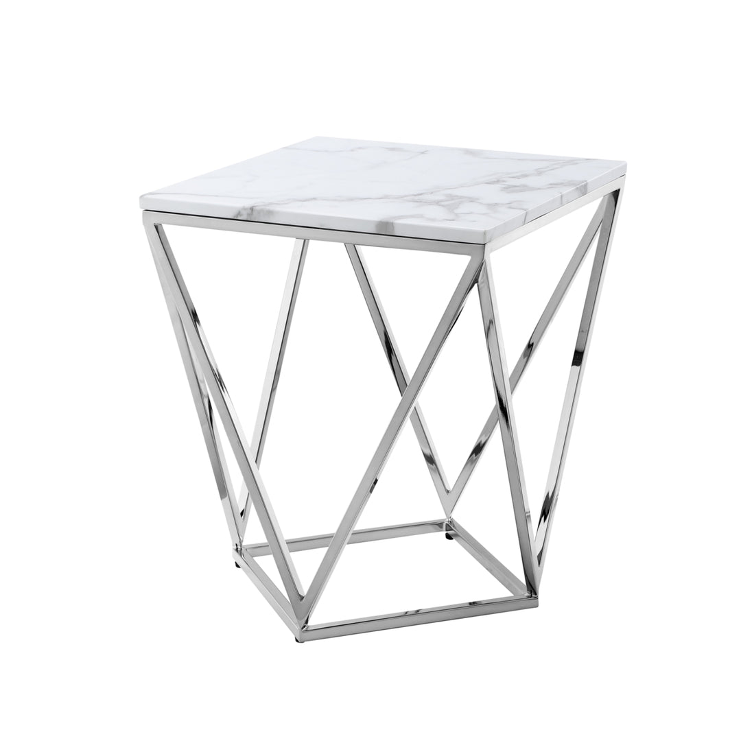 Jeremias Marble Coffee- End Table-Square-Metal Geometric Frame-Modern Design-Inspired Home Image 7