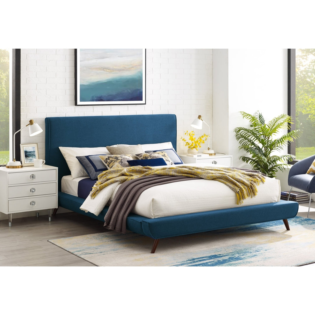 Loft Lyfe Jaxx Platform Bed Linen Upholstered Twin Full Queen King Mid-Century Image 1