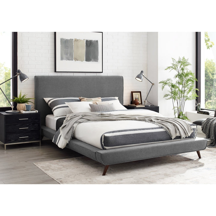 Loft Lyfe Jaxx Platform Bed Linen Upholstered Twin Full Queen King Mid-Century Image 1