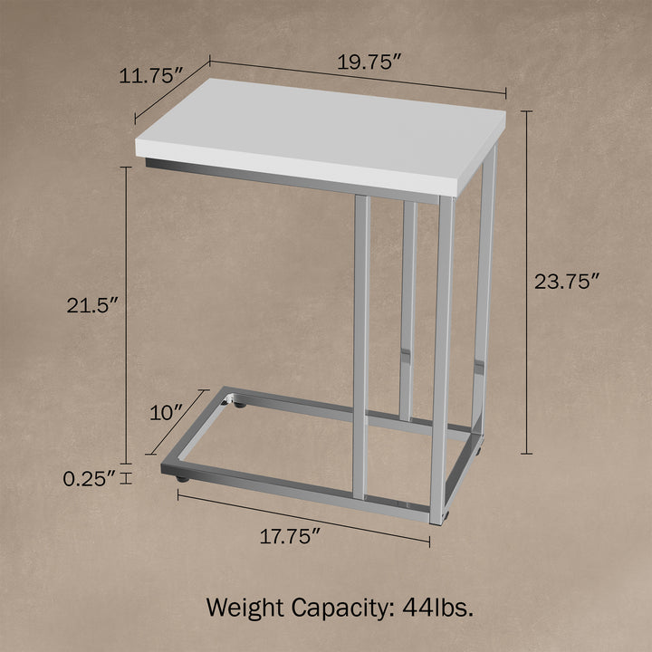 White Accent End Table Bedroom Living Room Bedside Space Saving 23.75 Inch Image 4