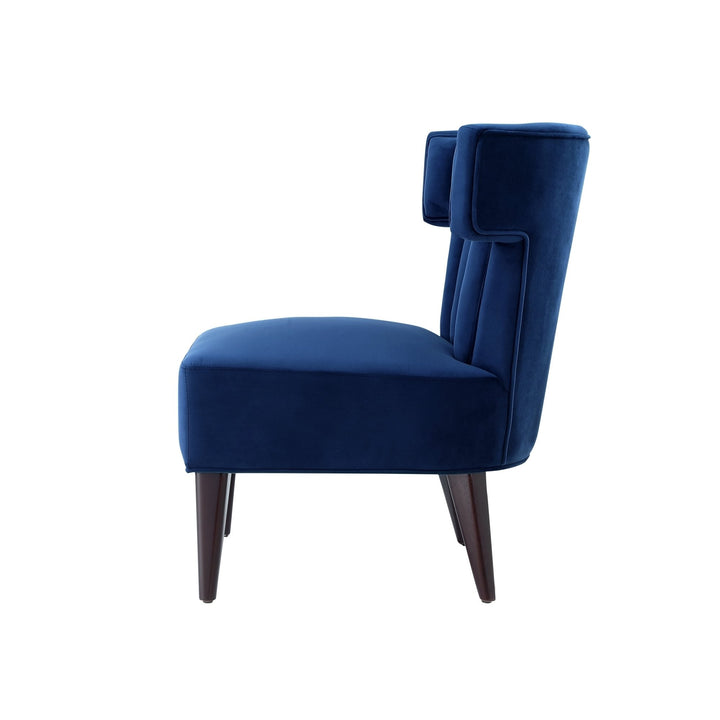 Nicole Miller Satang Velvet Accent Chair-Channel Tufted Back -Tapered Espresso Legs Image 5