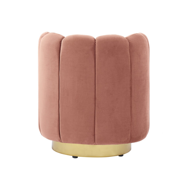 Nicole Miller Flynn Velvet Swivel Accent Chair-Channel Tufted Back-Gold or Chrome Base Image 5